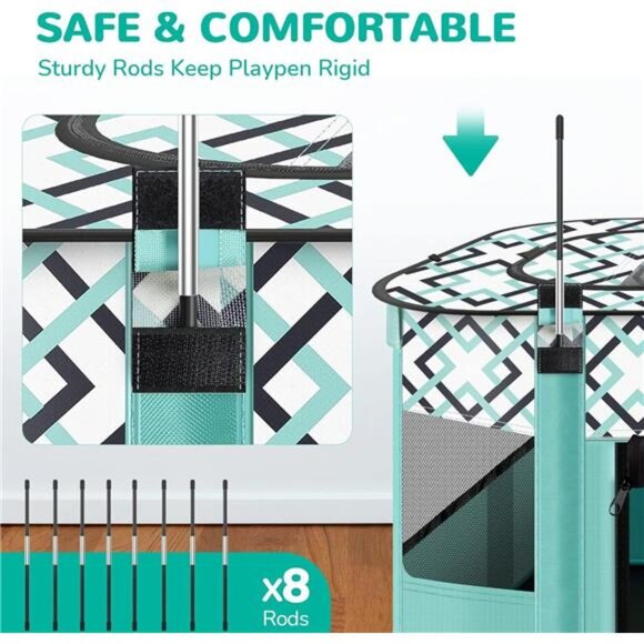 Portable Pet Playpen,Foldable Exercise PlayTent Kennel Crate for PuppyDog Yorkie - Picture 2 of 7